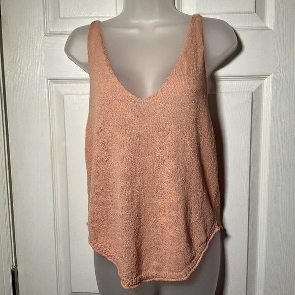 FP Beach Peach Orange Pink Pullover Round Hem Tank NWT Knit Small Casual Preppy - Picture 2 of 12